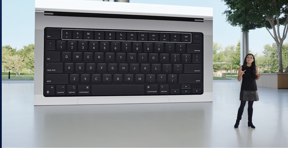 zollotech's tweet photo. Yes MacBook Pro has a Notch, MagSafe, HDMI, Thunderbolt 4, SD Card Slot, headphone jack and Physical Function Keys.  #AppleEvent https://t.co/7X8ujc7F08