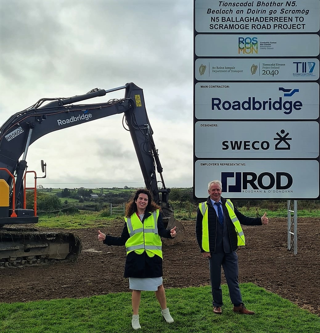 AislingDSenator's tweet photo. Works starting on the 34km #Ballaghaderreen to Scramogue project today.

€200m investment for communities in #Strokestown, #Elphin. 

Thumbs up from @roscommoncoco Cllr Liam Callaghan for #safety on this dangerous stretch 

#OurRuralFuture #ProjectIreland #Roscommon
@VoteLiamNo1 https://t.co/aU4q2ESmE5