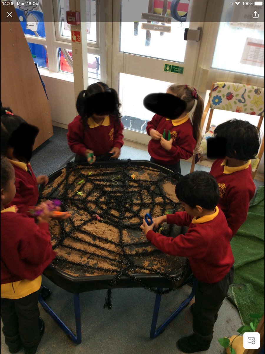 ChantryEYFS's tweet photo. The children were so excited about their autumnal/Halloween themed learning play today! They drew faces for pumpkins, picked up mini beasts from the spiders web and even made leaf pictures from our collections last week! More to be added this weekโฆ. #eyfs #learningplay #autumn https://t.co/vSfMO8BovK