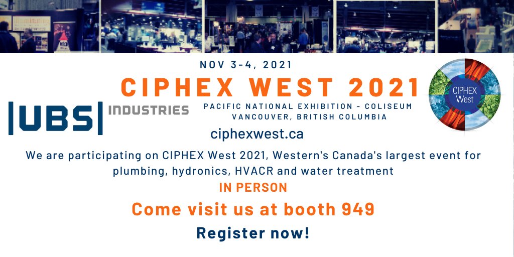 UBSINDUSTRIES's tweet photo. Are you going to the #CIPHEXwest trade show on November 3-4?  We will see you there at booth 949!

Come stop by, meet our team, and enter our door prize draw!

See you soon! https://t.co/J9xXNPH7DW