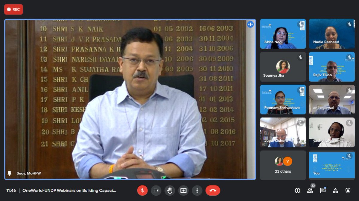 OneWorld_EDAA's tweet photo. Speaking on the need for COVID safe festivities, Sh. Rajesh Bhushan IAS Secretary, MoHFW, GoI, said that "#CommunityRadio Stations can play an important role by broadcasting on COVID-safe behaviour". #COVID19 @MoHFW_INDIA @UNDP_India @AbhaNegi2 https://t.co/TCiWIdeH2b