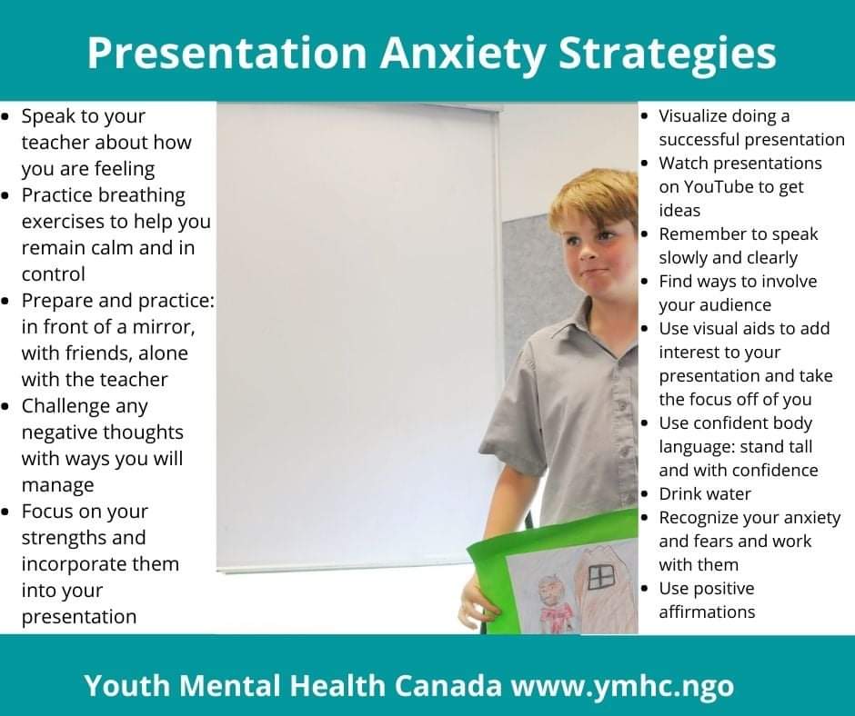 YMHCanada's tweet photo. Dealing with #presentations #anxietydisorder #anxiety #mentalhealth #MentalHealthMatters #strategy  #ymhc https://t.co/ABal80XzRt