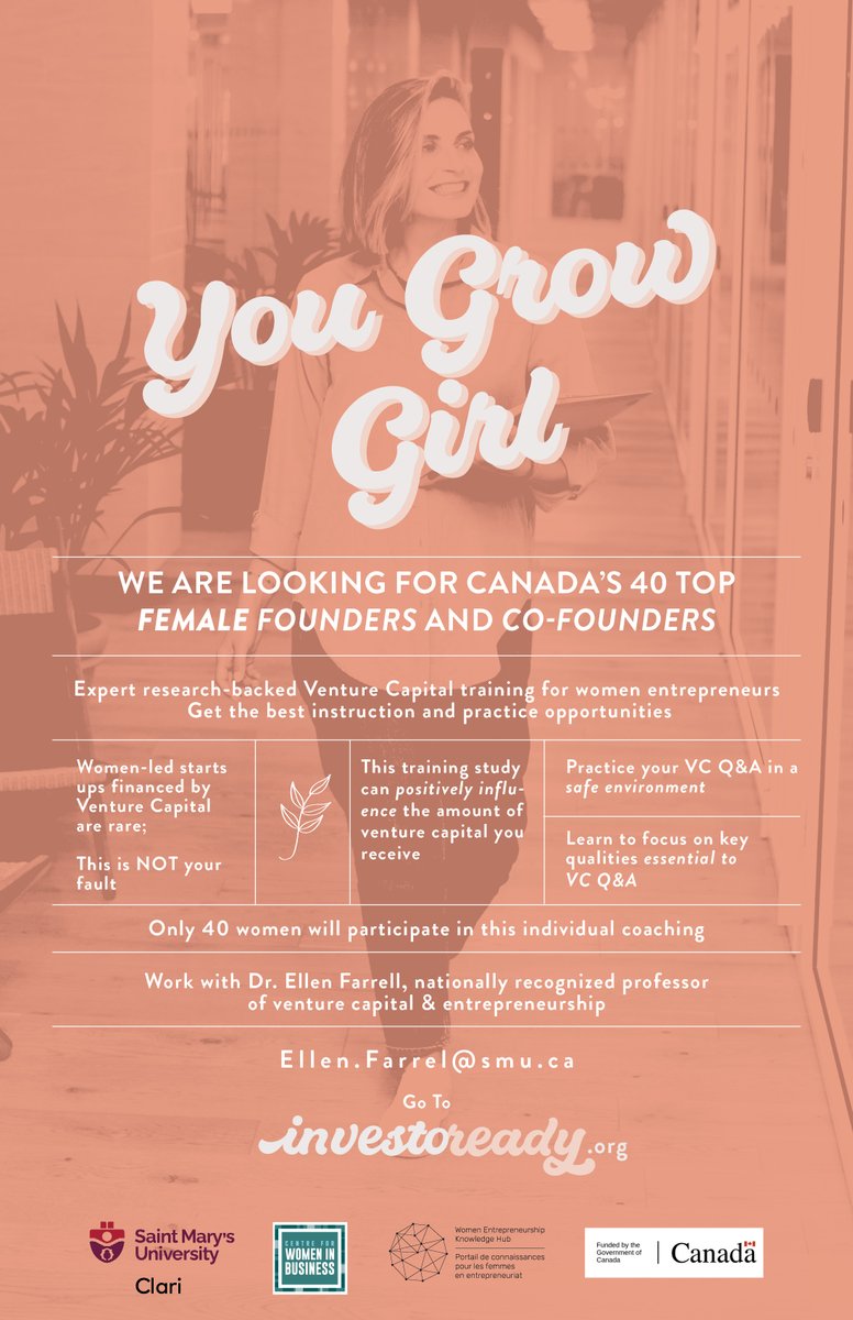 InvestoreadyVC's tweet photo. We are looking for motivated women entrepreneurs from across Canada. Join the cohort of 40 Female Founders &amp; Co-founders. Start your training , get yourself prepared for the next big VC pitch. 
Signup: https://t.co/rumcMWUx3l

#investoready #yougrowgirl #investoreadylife #vc https://t.co/oDYetRESbT