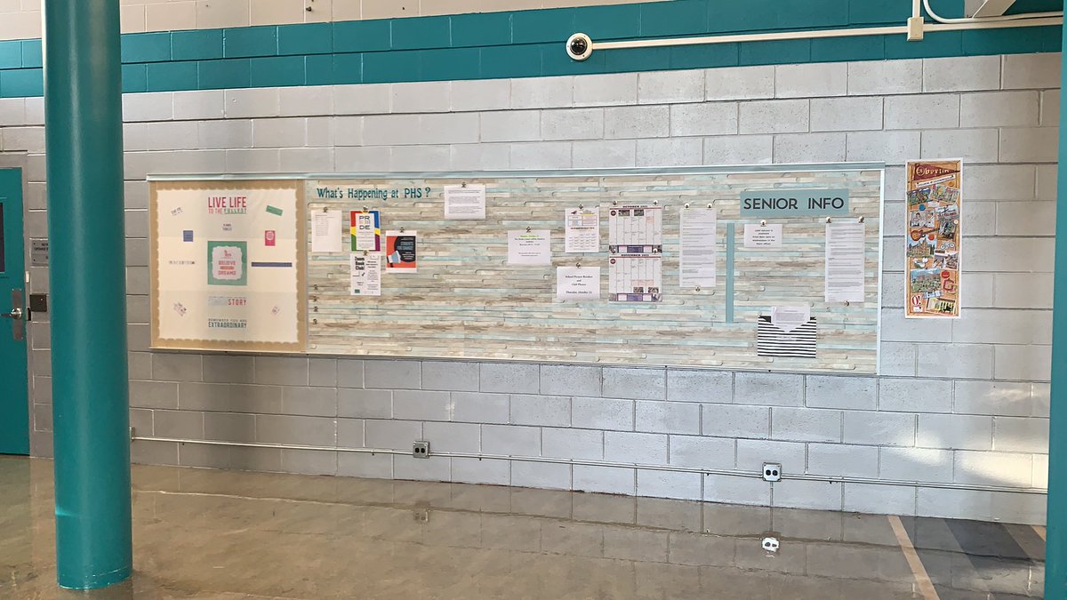 See what’s happening at PHS, what’s for lunch, and any Senior Class Info on the bulletin board by the Media Center!