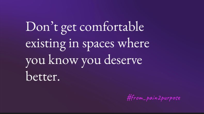 Happy Monday!
“Moving from your place of pain to your place of PURPOSE!
#from_pain2purpose
frompaintopurpose.com
✅Life Coaching 
✅Motivational Speaking 
✅Community Engagement Consulting
#knowyourworth #WomeninBusiness