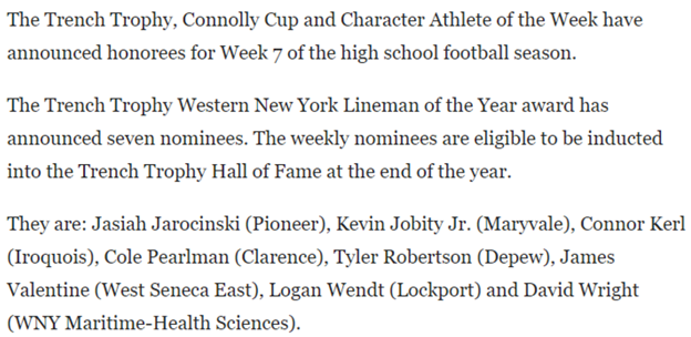 Congrats to our Class of 2022 Sr. Linemen <a href="/kerl_connor/">connor kerl</a> for his Trench Trophy nomination! Two way starter that has selflessly blocked for a top offense and anchors a defense that is allowing 12 points a game on average.