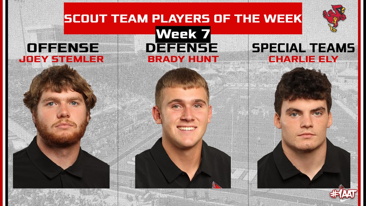 BallStateFB's tweet image. Congratulations to the Players of the Game vs EMU! 

Offense: The Offensive Line
Defense: Malcolm Lee
Special Teams: Hassan Littles
Scout Team: Joey Stemler, Brady Hunt, Charlie Ely

#1AAT | #TrueCardinal