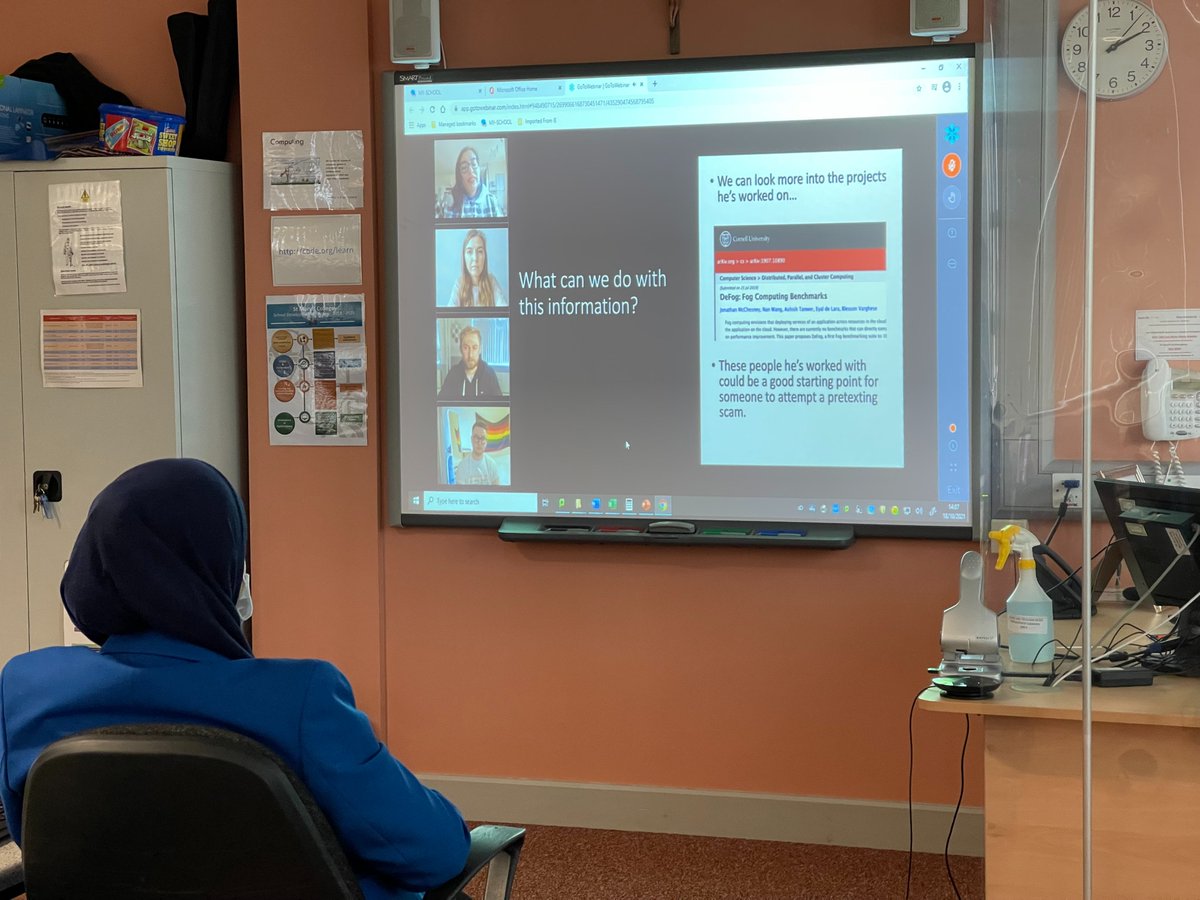 StMarysDerryIT's tweet photo. Thank you to IBM for their insightful webinar today. Our year 11 students have learned so much about Social Engineering
Poppy assuming the role of a social engineer was such a great way to convey the importance of protecting our digital footprints.
#digitalawarenessweek @IBMUKI https://t.co/i6B5N2NvjP