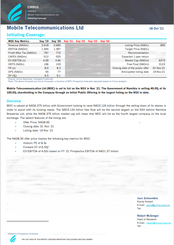 The <a href="/cirrus_capital/">Cirrus</a> <a href="/MTCNamibia/">MTC Namibia</a>  IPO listing note is available to Cirrus Data subscribers here: cirrus.com.na/dataportal/rep…