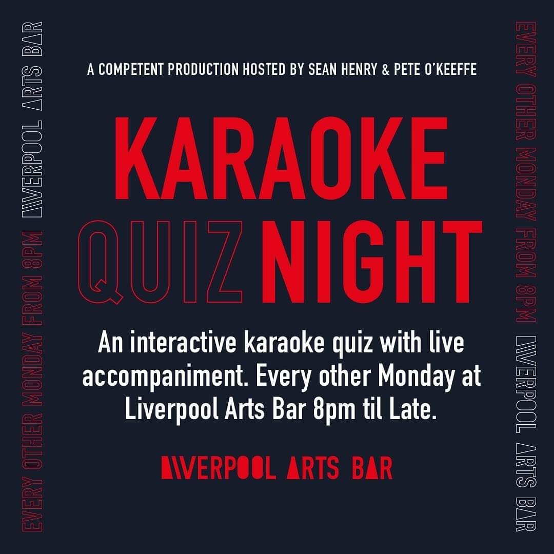 COMPETENT Productions (@compprods) on Twitter photo It's our favourite night of the week - Karaoke Quiz Night! Join <a href="/ThatPeteOKeeffe/">Pete O'Keeffe</a> & <a href="/shorn_henry/">'Dan' Sean Henry</a> at the <a href="/livartsbar/">Liverpool Arts Bar</a> from 8:00pm. We've got some brand new rounds and drinks to be won! x It's our favourite night of the week - Karaoke Quiz Night! Join <a href="/ThatPeteOKeeffe/">Pete O'Keeffe</a> & <a href="/shorn_henry/">'Dan' Sean Henry</a> at the <a href="/livartsbar/">Liverpool Arts Bar</a> from 8:00pm. We've got some brand new rounds and drinks to be won! x