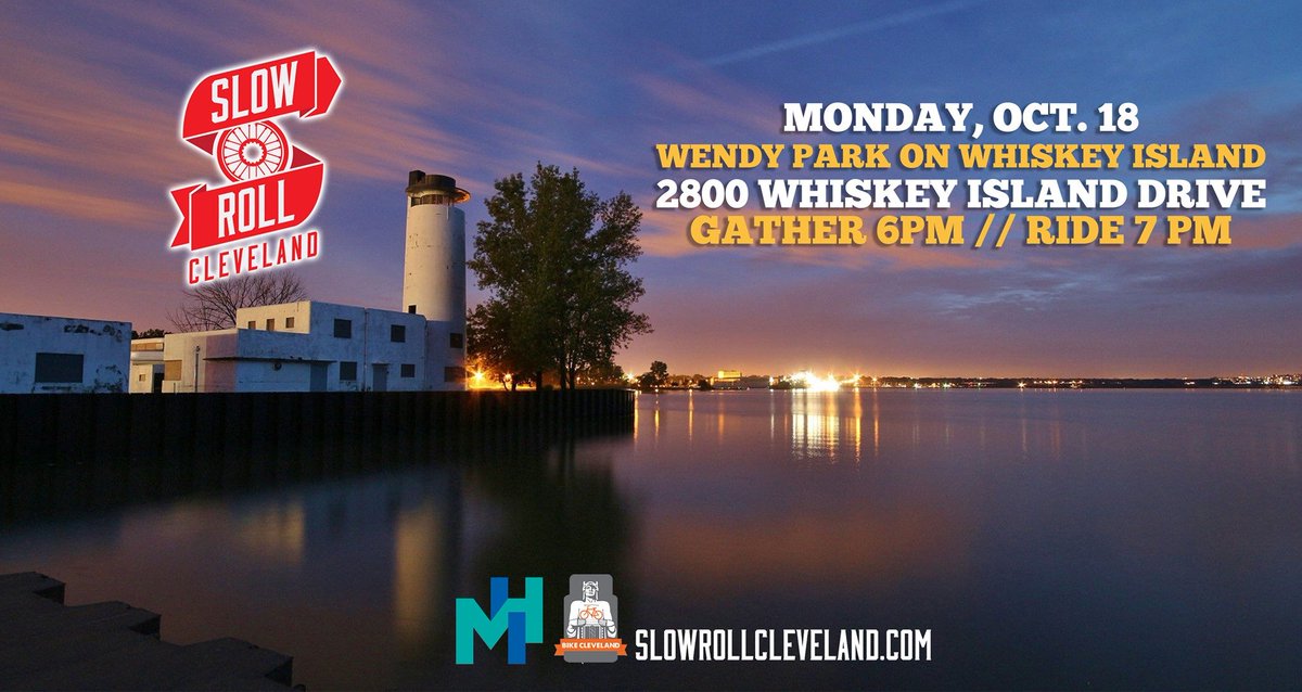 SlowRollCLE's tweet photo. Happy Monday!
We hope to see you tonight at Whiskey Island for the penultimate ride of our 2021 season. Make sure to light up your bike, bring water and dress for the weather β might we suggest picking up one of our brand new #SlowRollCLE T-shirts tonight for an extra layer? https://t.co/EWBIX0TdCb