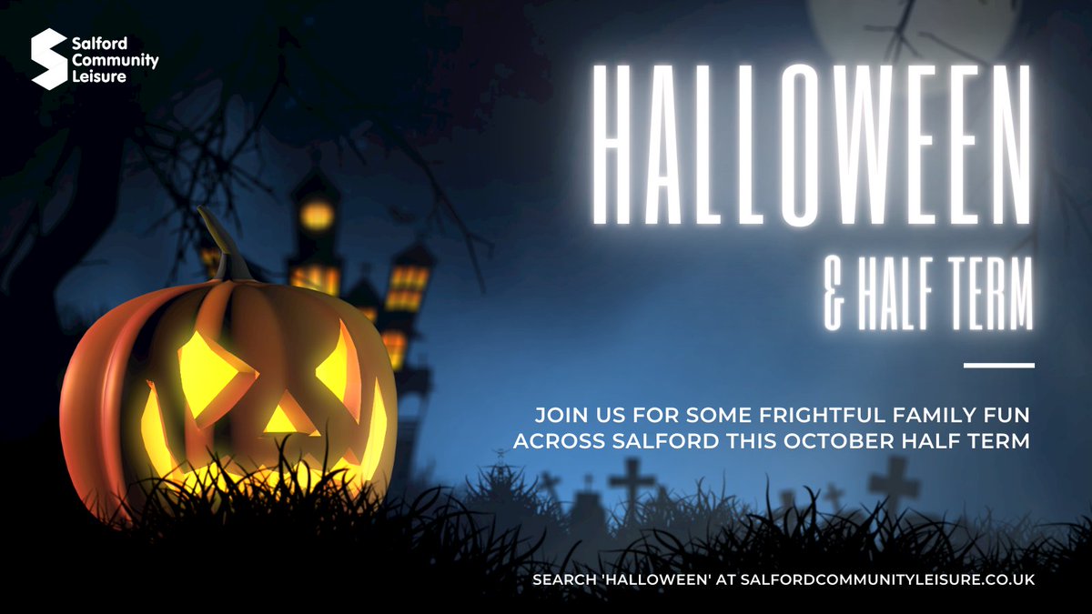 SalfordLeisure's tweet photo. If you’re looking for ideas of where to go with the kids over October #HalfTerm and family friendly #Halloween activities, then look no further. Check out the spooktacular events and activities we have programmed across our venues… 🎃
https://t.co/lAm4MBf1RQ https://t.co/KhvjH51yQT