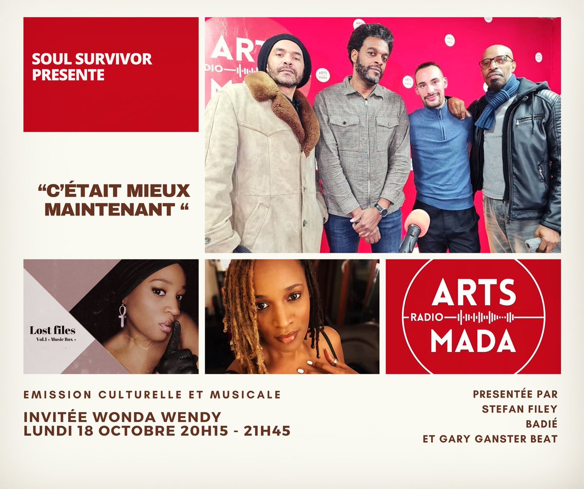 WONDAWENDY's tweet photo. Rdv ce soir à 20h15 sur @RadioArtsMada dans l’émission “C’était mieux avant”. On va parler de tout ma musique, mon livre, tout!!! 💜 https://t.co/5mH52x5W0g