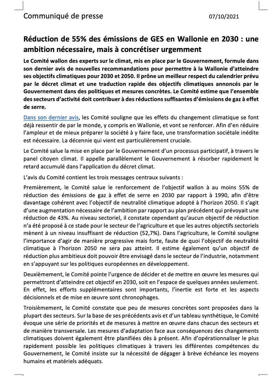 ComiteClimatW's tweet photo. [Communiqué de presse]

"Réduction de 55% des émissions de GES en Wallonie en 2030 : une ambition nécessaire, mais à concrétiser urgemment"

Message du Comité d'expert au #WalGov et au Panel citoyen #climat
https://t.co/mf5RKeyJHG https://t.co/wLG0N1pzjo