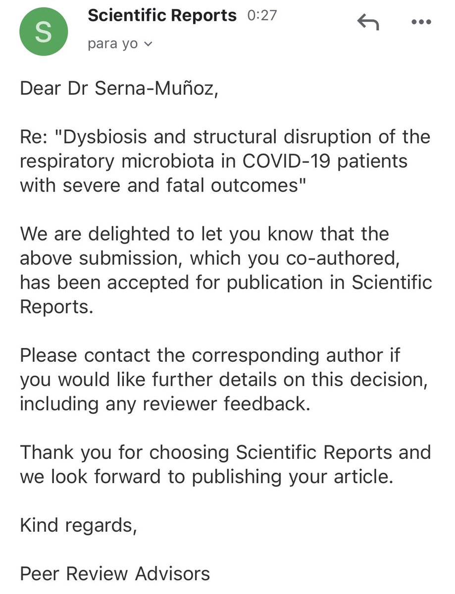 Empezando bien la semana 😁🤓🔬 
 @SciReports #ScientificReports #COVID19