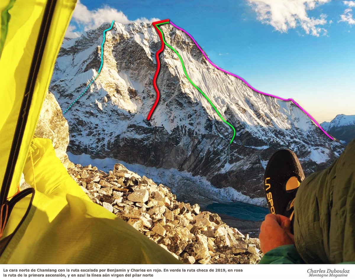 CarlosGarranzo's tweet photo. 1/3 #Chamlang 7319m- NUEVA RUTA‼️
"À l'ombre du mensonge" (In the shadow of lies)
1600m 5+ m5+ 90°, 9-12 oct 2021
Benjamin Vedrines & Charles Dubouloz
"Esta enorme cara norte ha exigido hasta nuestras últimas fuerzas. ...".
👉 https://t.co/mPJ9tr1Ib1
👉 https://t.co/uSkaKIn9kv https://t.co/14mxZXqSwN