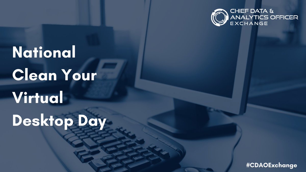 CDAO_Exchange's tweet image. It&apos;s #NationalCleanYourVirtualDesktopDay!

Taking the time to properly clean and organize your desktop helps increase your productivity and work efficiency by eliminating unnecessary files and making necessary files easier to find in the future.