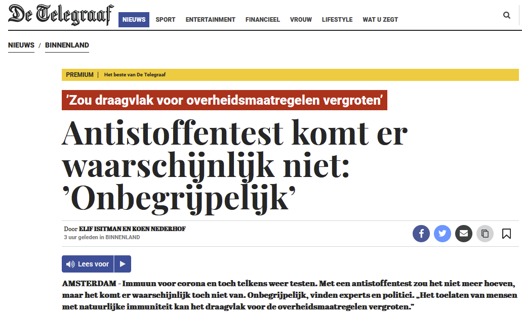 100trillionUSD's tweet photo. Dutch government @MinPres @hugodejonge  goes full fascist: flat-out denies natural immunity and disregards serologic antibody test. Unscientific, unethical, illegal government behavior. Doctors &amp; medical experts in disbelieve. This has nothing to do with health. This is fascism! https://t.co/TkhFn2DkUo
