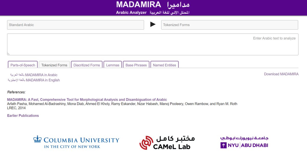 TranslatioBonn's tweet photo. #TreasureOfTheWeek: MADAMIRA

A Fast, Comprehensive #Tool for Morphological Analysis and Disambiguation of #Arabic.
https://t.co/92OA8jjpRf https://t.co/bnHYfWNS2M