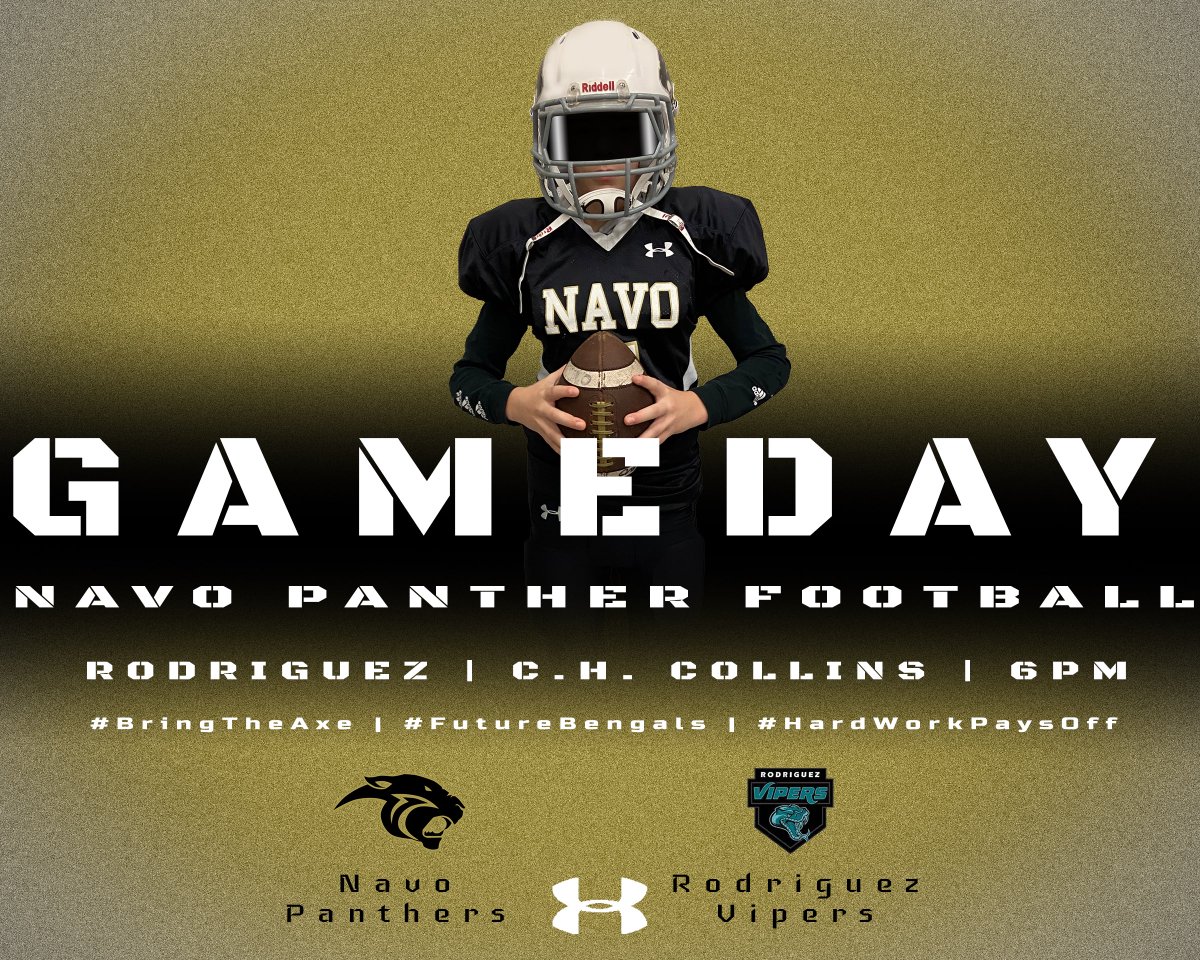 NavoAthletics's tweet photo. 7th GRADE GAMEDAY!!! We are the VISITORS tonight!!
๐ @ViperStrength
โฐ B-Team starts @ 6pm, A-Team 5 min. after
๐ C. H. Collins Athletic Complex
๐ https://t.co/IYas6yjbXF
@Navo_DISD @BengalLifestyle @DAfterISDSports
#BringTheAxe | #FutureBengals https://t.co/7MtprWNo7T