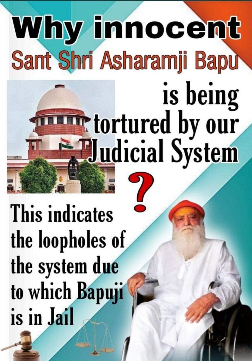 atbharat93's tweet photo. @vedpraka4774551 Sant Shri Asharamji Bapu केस में तो अभियोजन पक्ष ने स्वीकारा था कि वे लड़की को नाबालिग साबित नही कर सके। फिर भी उनको बेल क्यों नहीं दी?
#WhyBailOnlyToCulprits https://t.co/Yk8IKviGzx