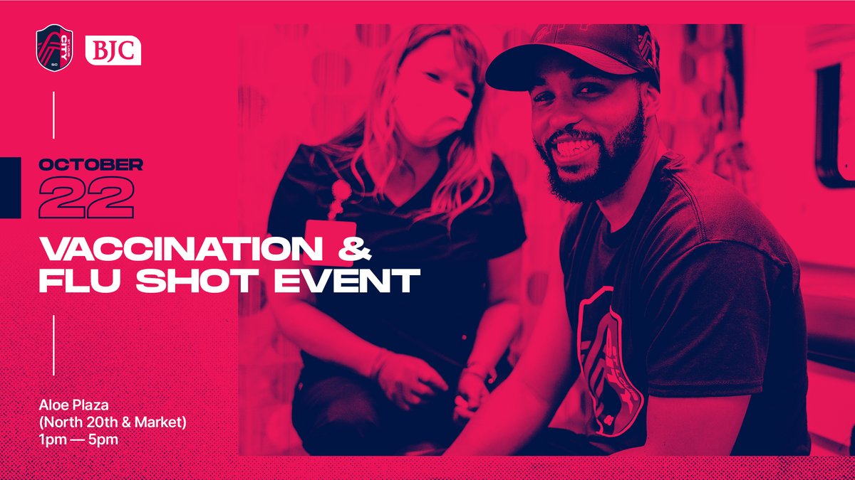 stlCITYsc's tweet image. Whether you need a COVID shot or a flu shot, we’ve got you covered 👊
 
Walk on up, get the jab and get a #stlCITYsc shirt – you can even enter for a chance to win an exclusive tour of our stadium! #OurCITYOurSpirt