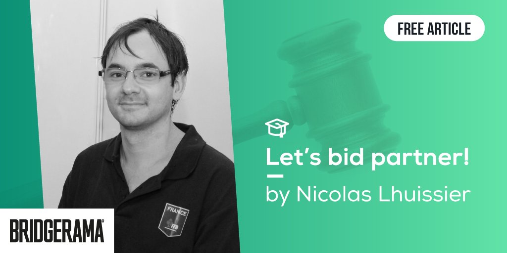 Funbridge's tweet photo. Free Bridgerama article! Funbridge, in partnership with Bridgerama magazine, offers you a bridge article from the last issue: "Let's bid partner!" by Nicolas Lhuissier.
► Find out more: https://t.co/QxFWVVRwlV

#bridge #playbridge #bridgeexercise https://t.co/FTt9utnkQl