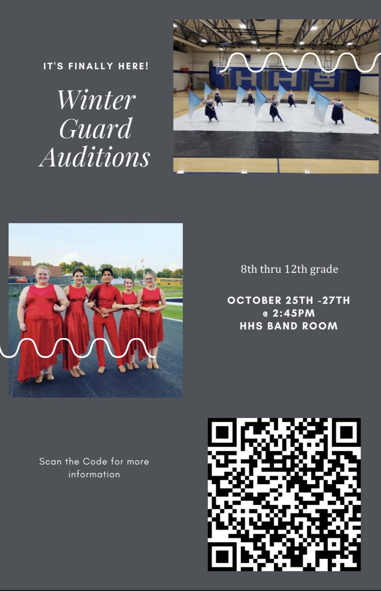 HHSWildcat1's tweet photo. Winter Guard Auditions are Here! Check out this flyer to learn more! https://t.co/OlC1ZvJnMF
