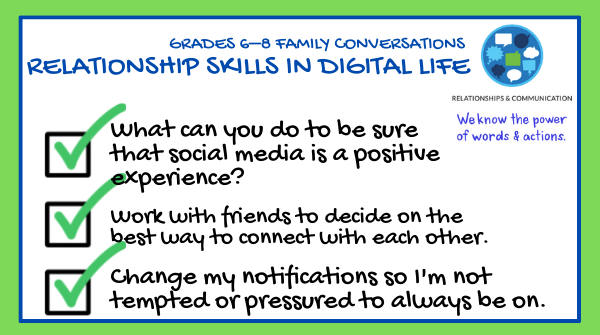 MerriamWyne's tweet photo. Relationship Skills in Digital Life - Ask your S to reflect on the positive &amp; negative effects social media use can have on their friendships:
#digitalLISD #DigCitWeek @CommonSenseEd @LewisvilleLC
@McKamyMS @DurhamMS @LakeviewMS https://t.co/KyqyBGa1kC https://t.co/X7XiiTfHPL
