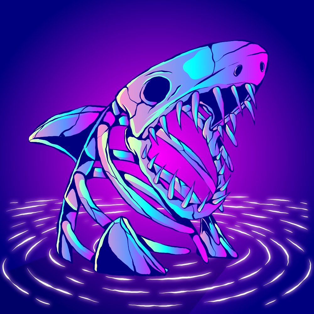 tinnyeth's tweet photo. The Spirit of Kepanilā is a hallowed remnant of the Great Shark War between the Gods. 💀 His bones stand as a reminder of his fearsome power and sacrifice. Pups tremble at the mention of his name; Even grown Sharks at times. Why?

#solanart #SolanaNFT https://t.co/V9kyrSg70V