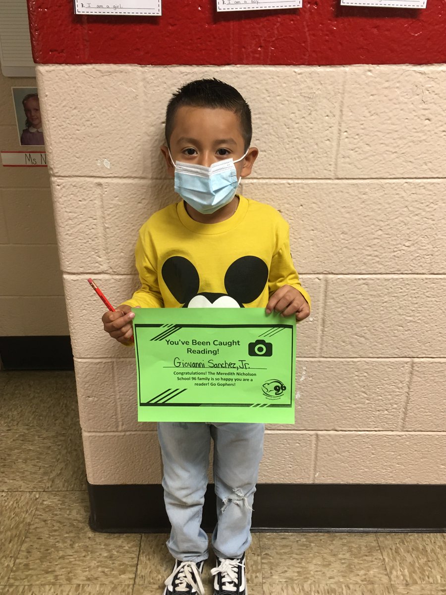 One of our students was "Caught Reading" at home and we are celebrating! Each student whose caregiver sends in a photo of them reading during the month of October earns a pencil and a certificate. We are so proud of our School 96 readers - go Gophers!
