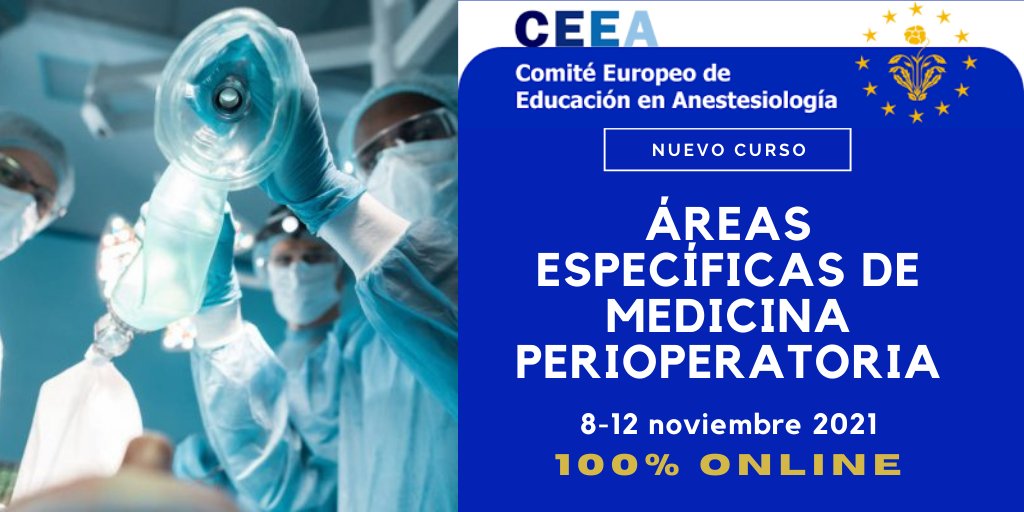 Todo a punto para nuestro Curso VI de <a href="/BarcelonaCeea/">CEEA Barcelona</a> : Áreas Específicas de Medicina Perioperatoria. 
📆  8-12 noviembre 2021
📍  ONLINE. 
➡️  Inscripciones en ceeabarcelona.com/curso-vi/