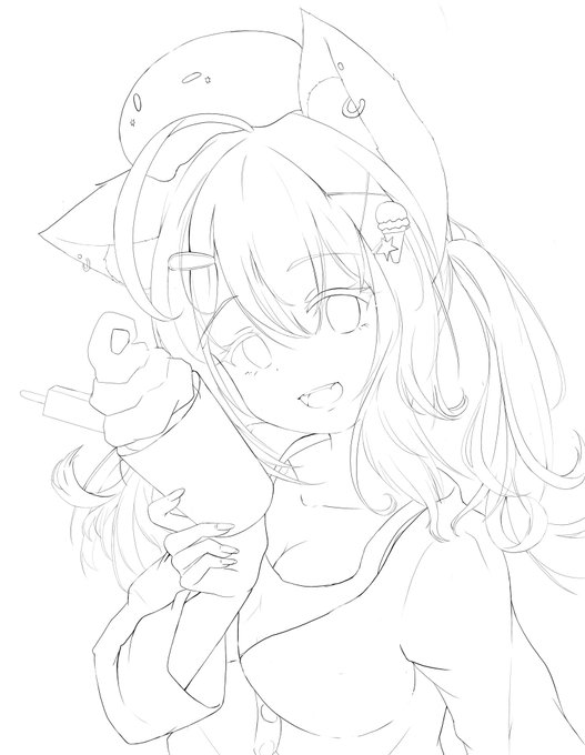 最近ラフの基準がよくわからなくなってきてる('ω`)💦
←ラフ
線画→ 
