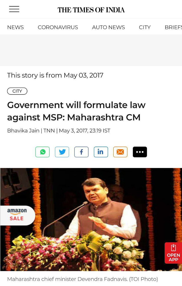 Tractor2twitr's tweet photo. Bhakt-cum-FakeEconomists are arguing that if MSP is legalized, it will distort markets.
But in 2017 BJP govt in Maharashtra led by @Dev_Fadnavis proposed to legalize MSP.
Why legalized MSP is a trouble now?
@narendramodi @RahulGandhi @nstomar @MamataOfficial 

#FarmersProtest https://t.co/XwfZVUlvvP