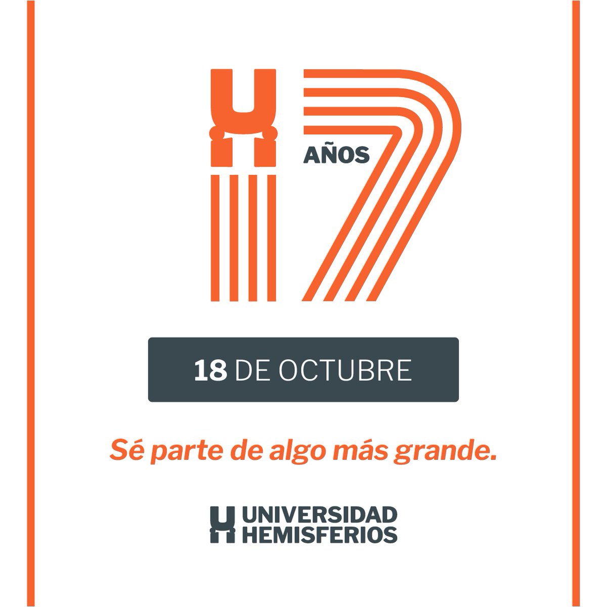 ¡Hoy la UHE celebra 17 años!

17 años de educación y evolución, 17 años de ver la sonrisa de nuestros estudiantes recorrer nuestros pasillos.

Gracias por decidir ser parte de algo más grande, gracias por dejarnos ser parte de tu educación 🧡