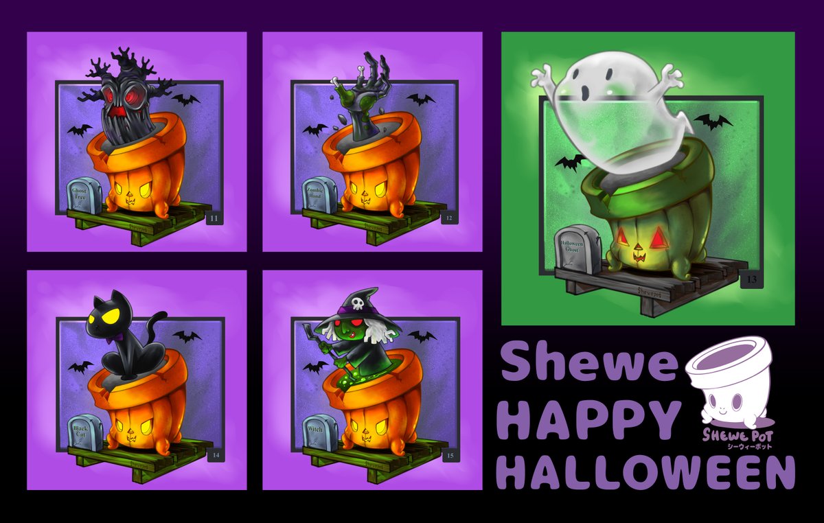 shewe_pot's tweet photo. New drop : Shewe pot Happy Halloween set 
Opensea : https://t.co/uLb3hMs8Kn
(Discord) https://t.co/bbfBAazmmb
#NFT #NFTs #nftcollector #NFTartist #NFTTHAILAND #NFTthaicommunity #nftcommunity #Collectors  #Opensea https://t.co/LuDrmnfA1X