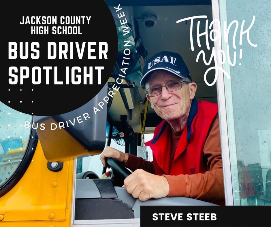 panthers_jchs's tweet photo. JCHS would like to recognize and show our appreciation to Stephen L. Steeb of our Transportation Department. We truly appreciate your dedication to our students and to Jackson County High School, Mr. Steeb! #nationalbusdriverappreciationweek #ProudtobeJC #sucessatjcss https://t.co/g5uLpaiUXd