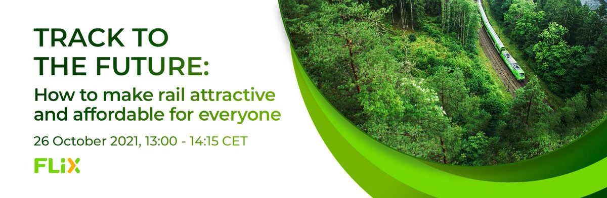 FlixBus's tweet photo. Interested in how to make #rail more attractive and affordable?📆 Join us for a discussion on October 26 with @thalerbarbara, @AnnaDeparnay, @EUAmbSchmidt, @An_schwaemmlein, #CarlAdamHolmberg and @nickabrooks 🚄
Join here 👉 https://t.co/ah33jykyOi
#EUYearofRail #TrackToTheFuture https://t.co/Tl9YwHoyDc