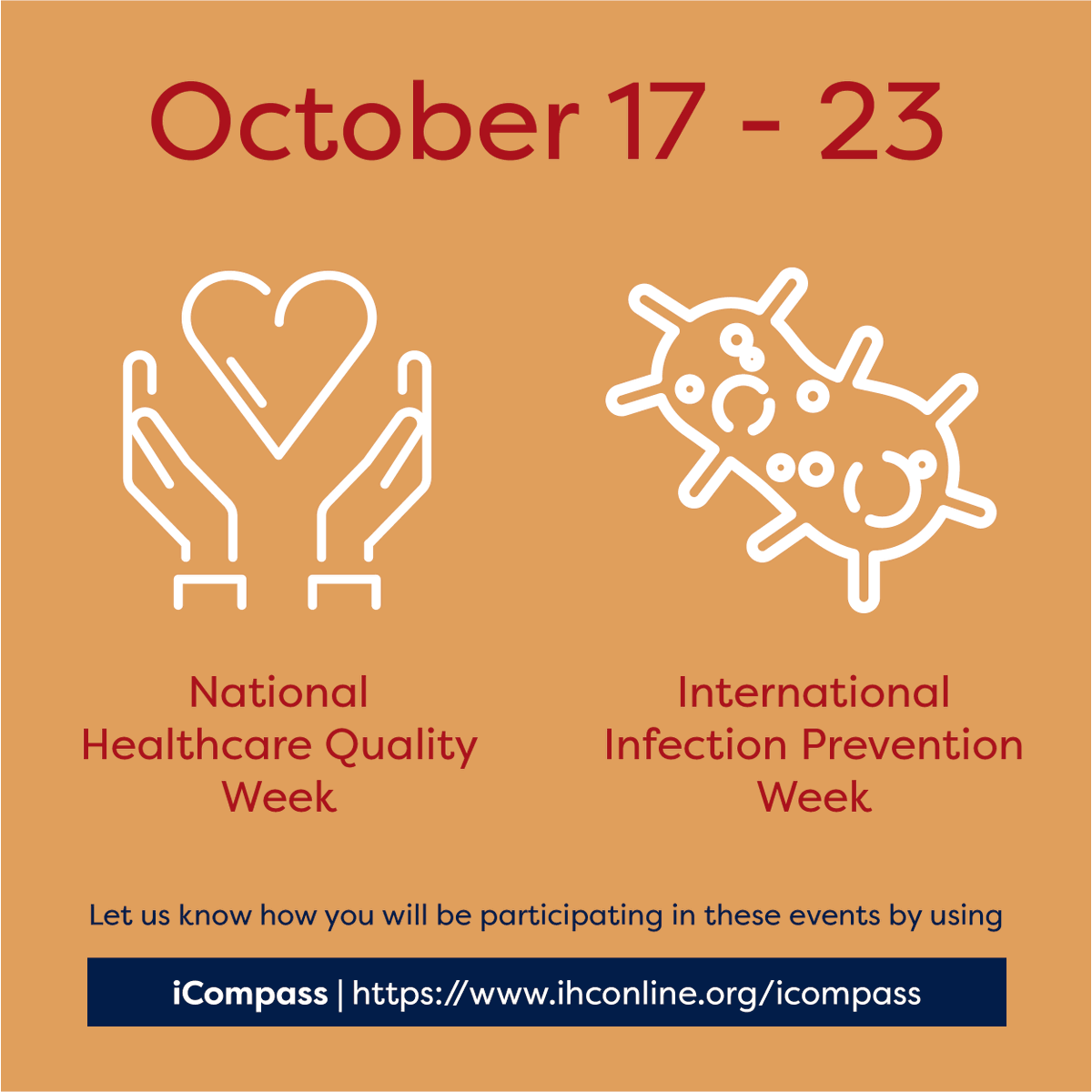 CompassHealth_C's tweet photo. This week is #InfectionPreventionWeek and
@myNAHQ's #HealthcareQualityWeek!
Learn more about #HQW2021: https://t.co/S7eXXfeVdh
Learn more about #IIPW2021: https://t.co/208S0iHsFe
Share how you will be participating in these events by using #iCompass:
https://t.co/MJIjFcj3gd https://t.co/sTGvOQOQqC