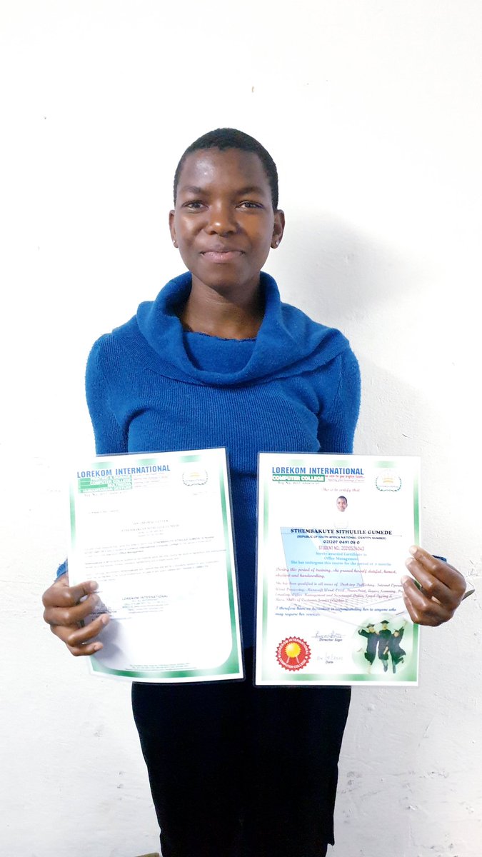 lorekom88's tweet image. Congratulations Sthembakuye

#LorekomInternationalcollege 
#LorekomInternational 
#officemanagementtraining