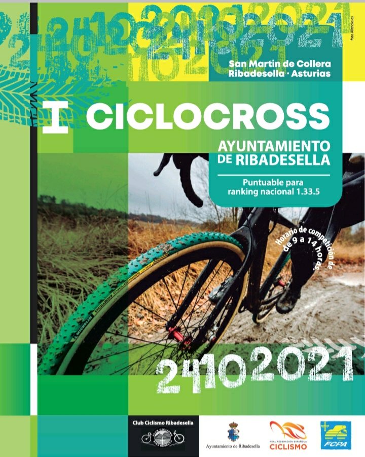 CCRibadesella's tweet photo. PRIMER CICLOCROSS AYTO. DE RIBADESELLA
DOMINGO DÍA 24 DE OCTUBRE DE 2021.

ORGANIZA 
◙ CLUB CICLISMO RIBADESELLA/FCPA

COLABORAN
◙ Ayuntamiento de RIBADESELLA 
◙ Empresarios y entidades que patrocinan al Club Ciclismo Ribadesella/Real Federación Asturiana de Ciclismo https://t.co/rFBE7LLd1X