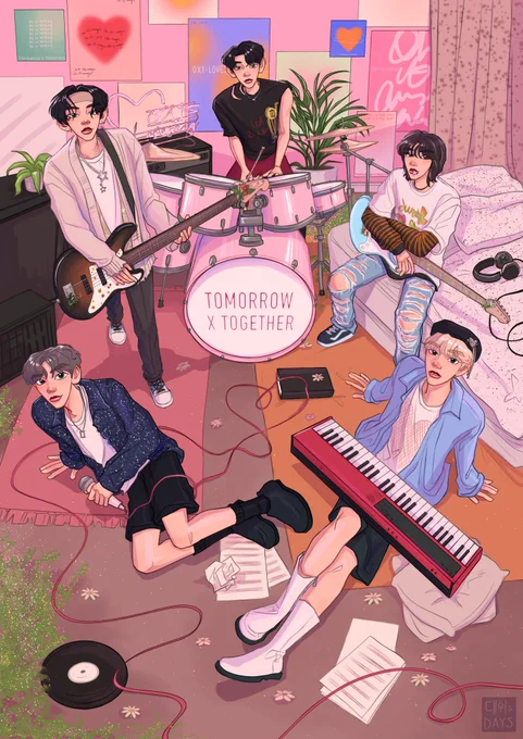 txt x instruments is finally a reality💗 #TOMORROW_X_TOGETHER #Chaotic_Wonderland #TXTfanart 