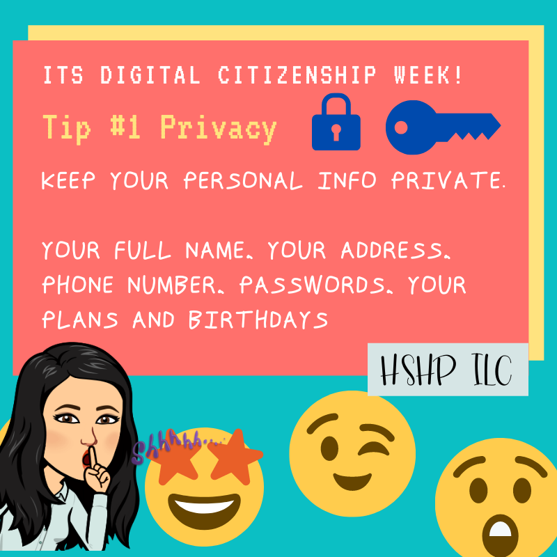 hshpilc's tweet photo. Its Digital Citizenship Week and we're ready to spread awareness! We want our Phoenix to make good decisions while on the Internet, and here is one tip we all could use! #digitalcitizenshipweek #hshpilc #HCISDedTech https://t.co/NWYjEFxiH7