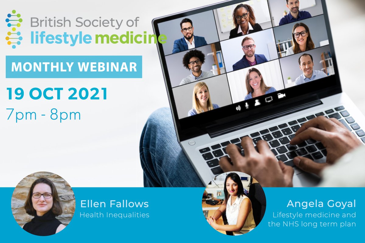 BritSocLM's tweet photo. Our next free member webinar takes place tomorrow evening at 7pm. Join GP @ellenfallows + @drangelagoyal for talks on lifestyle medicine and health inequalities and the NHS long term plan ... https://t.co/pM3R3F7drz https://t.co/POYZwGSjQU
