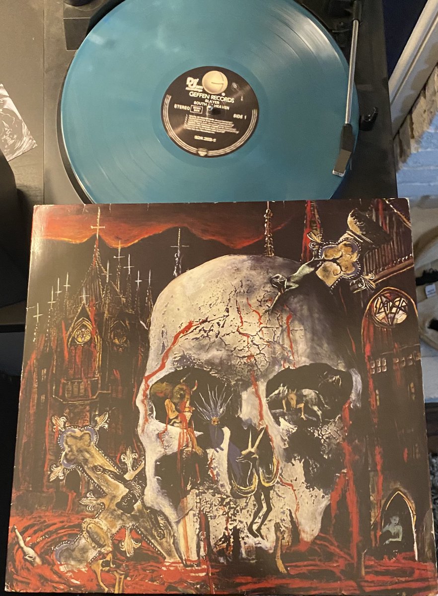 Soooo exhausted this morning…
This should do the trick. I believe this is an old German pressing. 
Now Spinning: Slayer - South of Heaven.