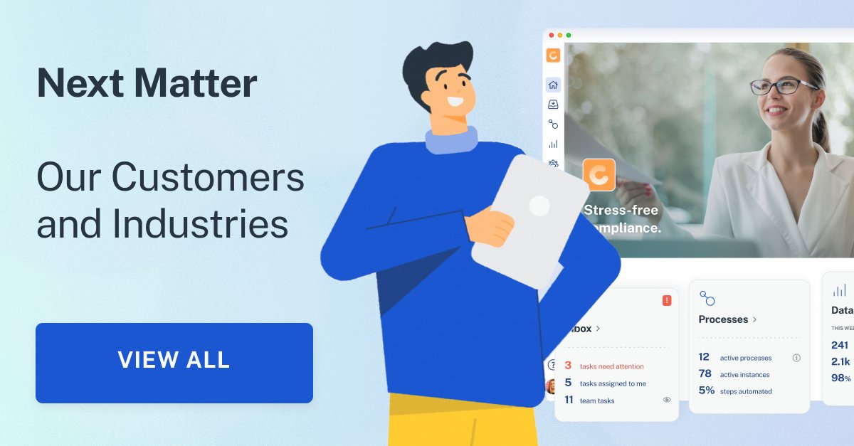 theNextMatter's tweet photo. From back office operations, to compliance, fulfillment, and more – Next Matter is helping #operations teams automate and scale-up their processes!

Learn about how we're helping different industries: https://t.co/EYBSN3MKrY https://t.co/qb4SVDnOcd