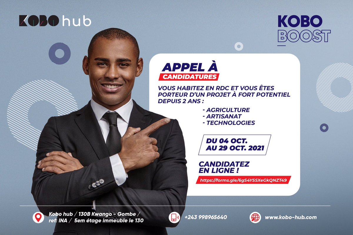 Kobo boost est un programme d’accompagnement de 6 mois destiné aux entrepreneurs dont les projets sont en phase d’amorçage. 
Faites-nous confiance avec vos projets nous vous donnerons les ressources selon vos besoins
bit.ly/koboboost2