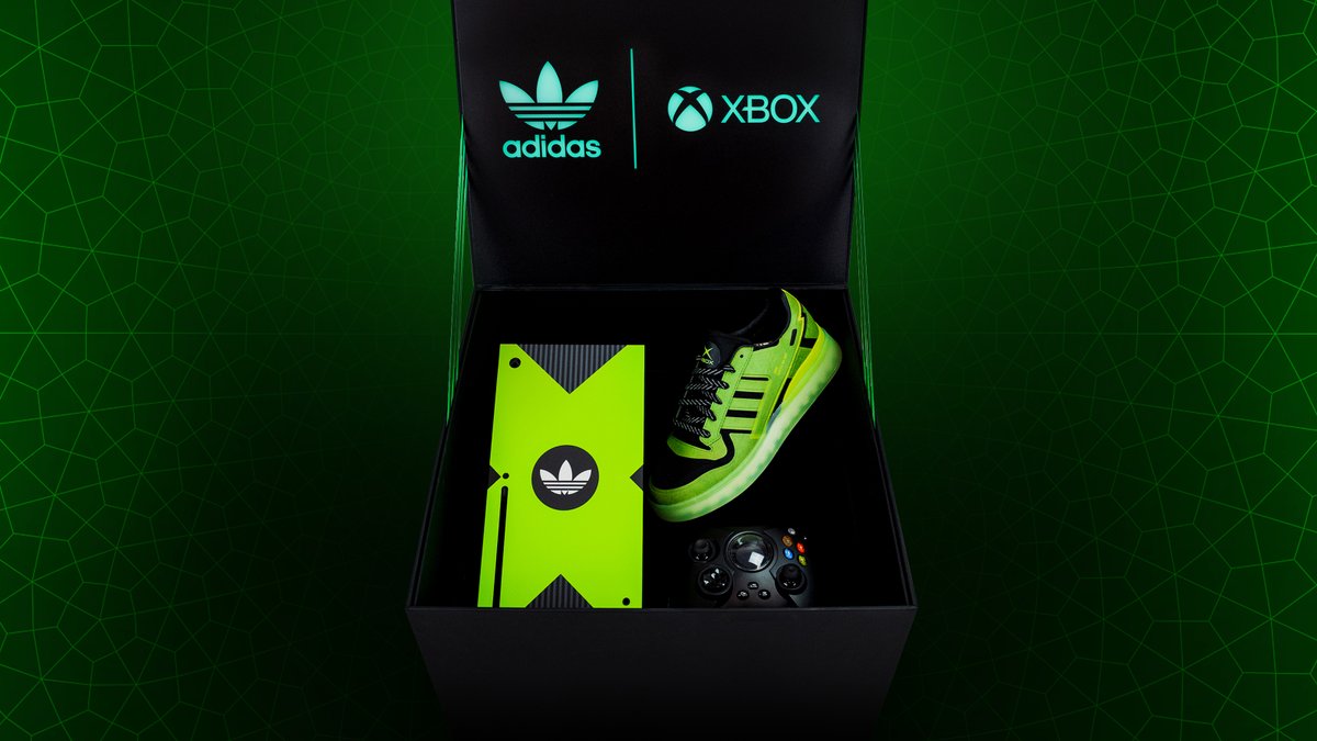 Three icons: @adidas, Xbox, and you.

Follow & RT with #XboxSweepstakes for a chance to win this exclusive kit including the Xbox 20th Forum Tech shoe, a custom Xbox Series X, and the next-generation @Hyperkin Duke

Ends 10/23/21. Rules: xbx.lv/2Z5Cp9J | #Xbox20