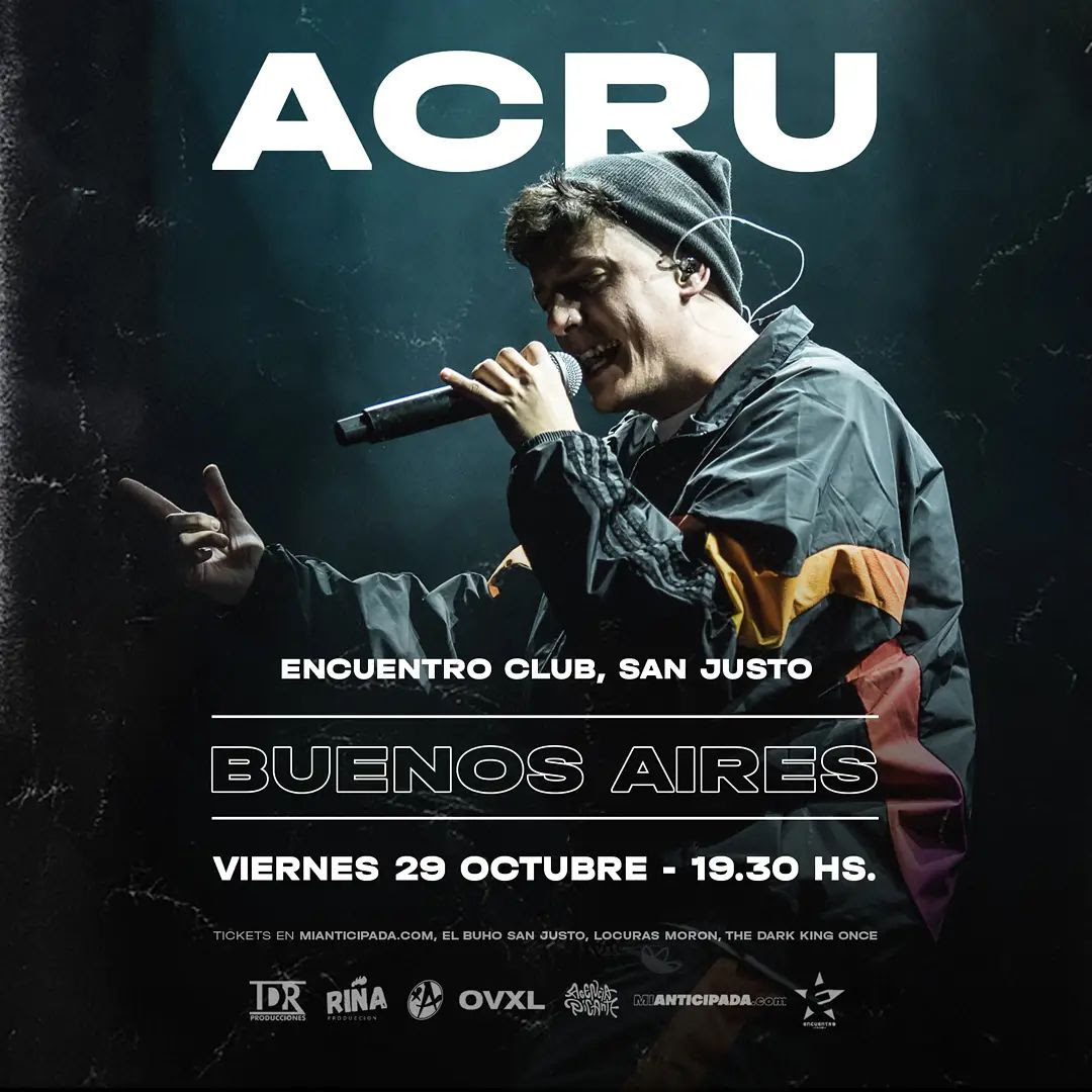 #ACRU el exitoso rapero de 24 años, se presenta nuevamente en Buenos Aires tras dos funciones agotadas en el Estadio Obras. El esperado show será el próximo viernes 29 de octubre en Encuentro Club de San Justo.

NOTA COMPLETA: vecinosenrockados.blogspot.com/2021/10/acru-s…