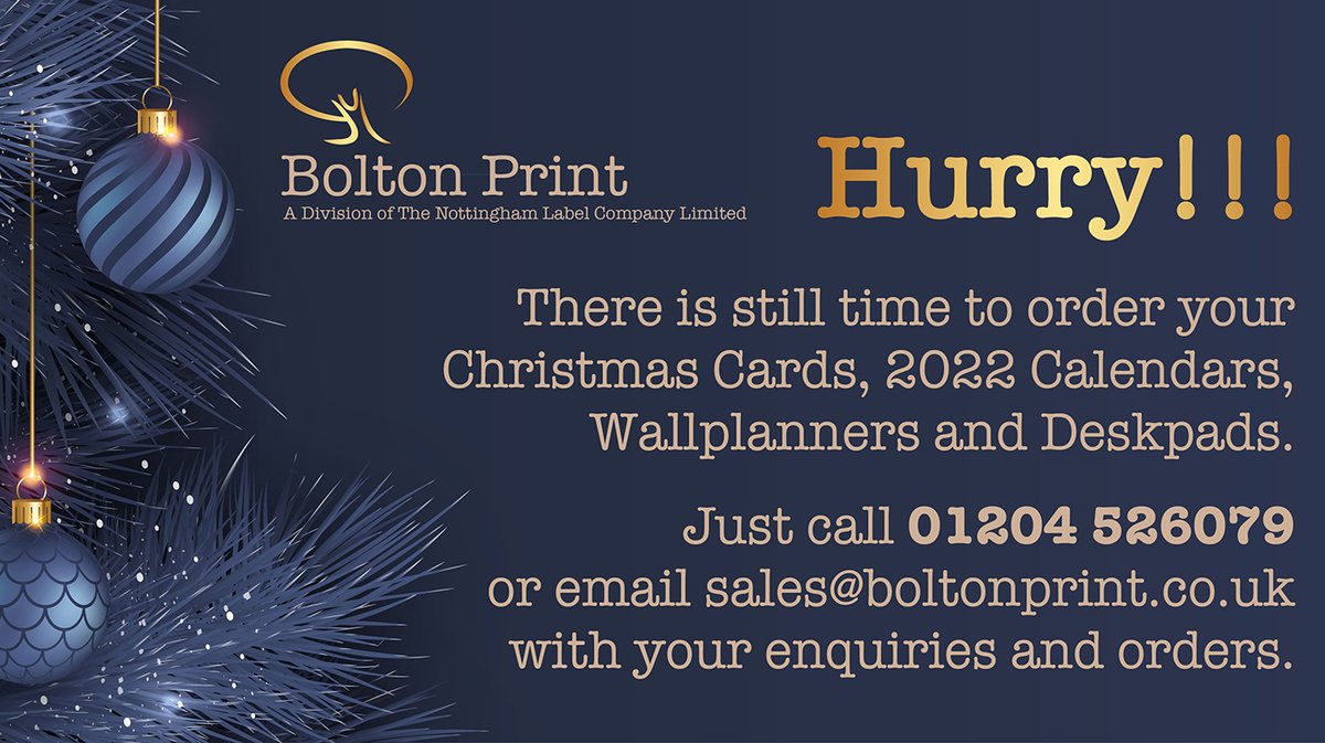 Get your order in now and still receive delivery in time to send those company Christmas cards out. Or get organised for the New Year with personalised Calendars, Wallplanners and Deskpads. Email sales@boltonprint.co.uk with your orders. #Christmas #print